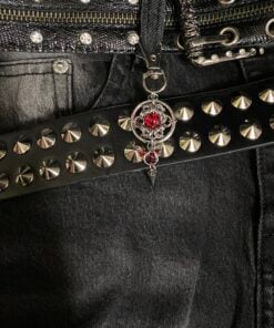 Alternative view of Gothic Chainmail Keychain with Red Core & Steel Spike