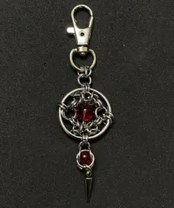 Gothic Chainmail Keychain with Red Core & Steel Spike