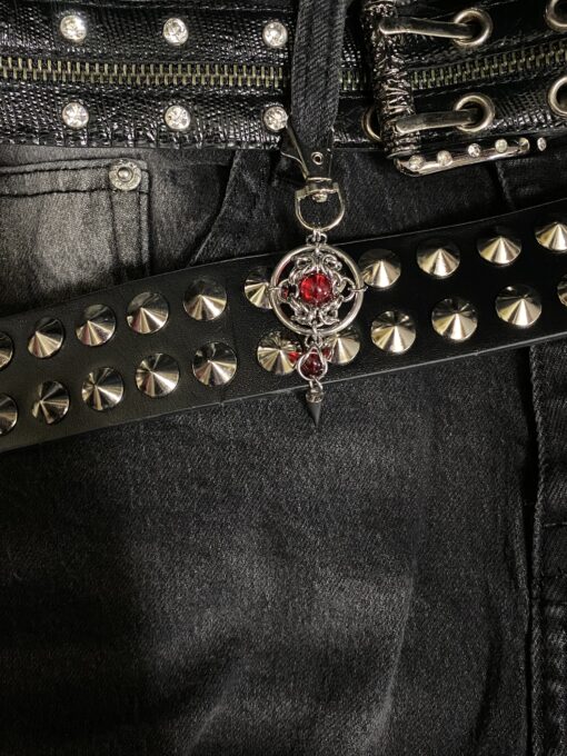 Gothic Chainmail Keychain with Red Core & Steel Spike - Image 2