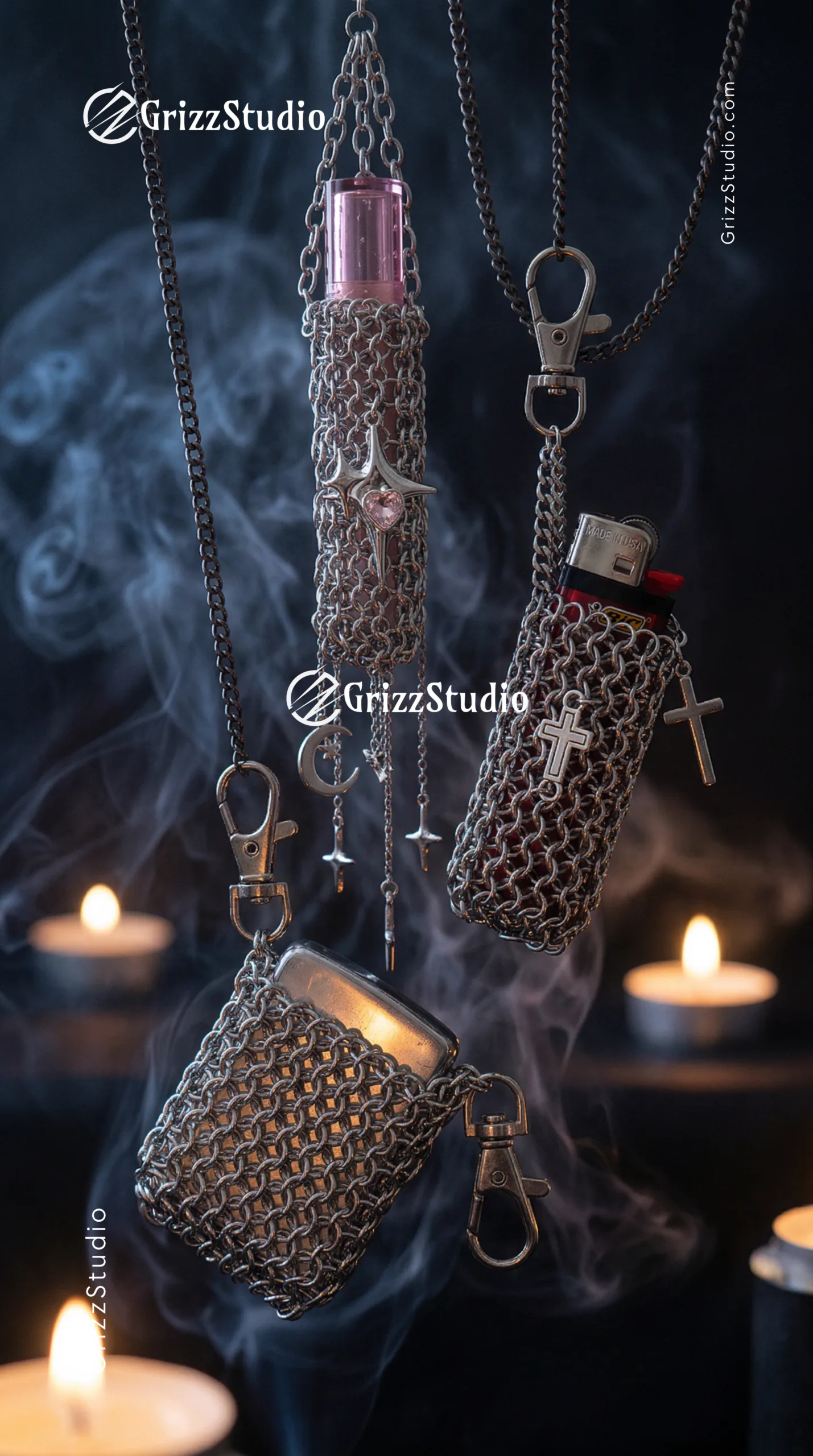 Handcrafted Chainmail Case for Standard Lighters - Gothic Metal Holder -  Grizz Studio