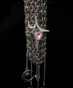 Alternative view of Gothic Chainmail Lighter Case with Pink Heart & Moon Charms