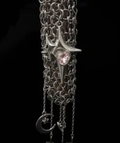 Alternative view of Gothic Chainmail Lighter Case with Pink Heart & Moon Charms