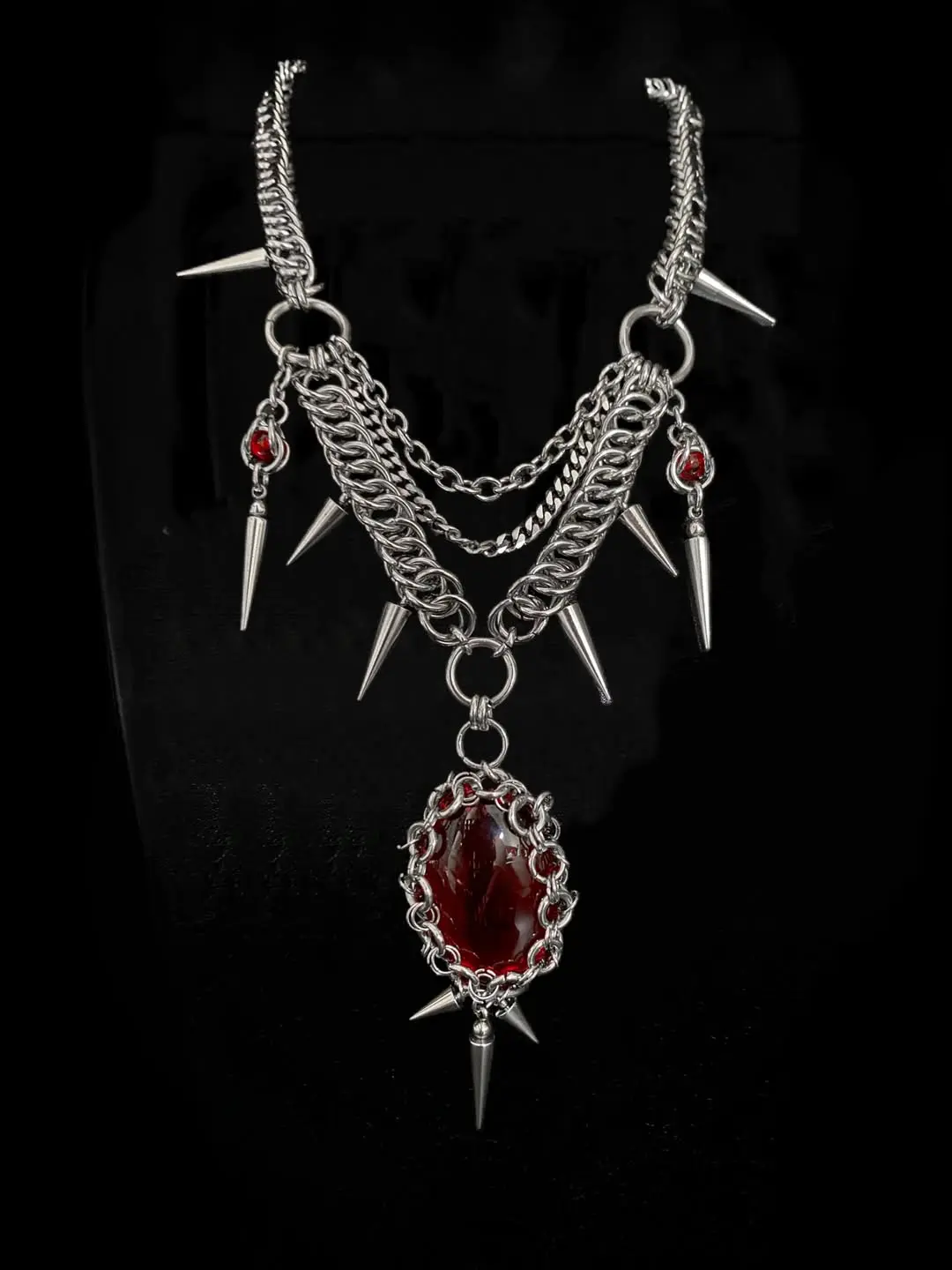 アクセサリー archive spike necklace Gothic y2k opium Spiked Necklace, Spike Choker, Spike Collar, Spike Chain, Silver