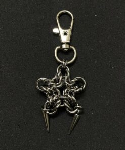 Gothic Chainmail Star Keychain with Spiked Charms