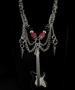 Gothic Guitar Chain Necklace – Rock Punk Chainmail Statement Jewelry