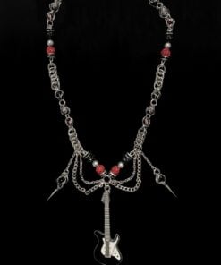 Alternative view of Gothic Guitar Chain Necklace – Rock Punk Chainmail Statement Jewelry