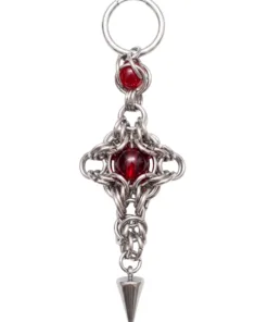 Alternative view of Crimson Sigil Chainmail Drop Earring