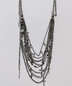 Alternative view of Gothic Layered Chain Necklace with Cross Charms