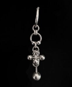 Alternative view of Industrial Chainmail Drop Earring with Sculpted Steel Beads