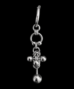 Industrial Chainmail Drop Earring with Sculpted Steel Beads