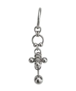 Alternative view of Industrial Chainmail Drop Earring with Sculpted Steel Beads