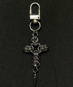 Medieval Chainmail Cross Spike Keychain