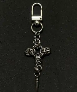 Medieval Chainmail Cross Spike Keychain