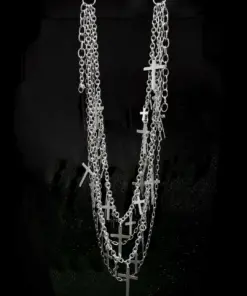 Alternative view of Multi-Layer Gothic Chain Necklace with Geometric Emblem Charms