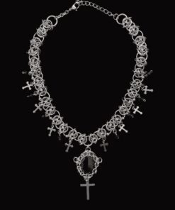 Obsidian Emblem Chainmail Necklace