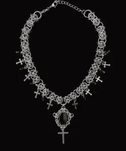 Obsidian Emblem Chainmail Necklace
