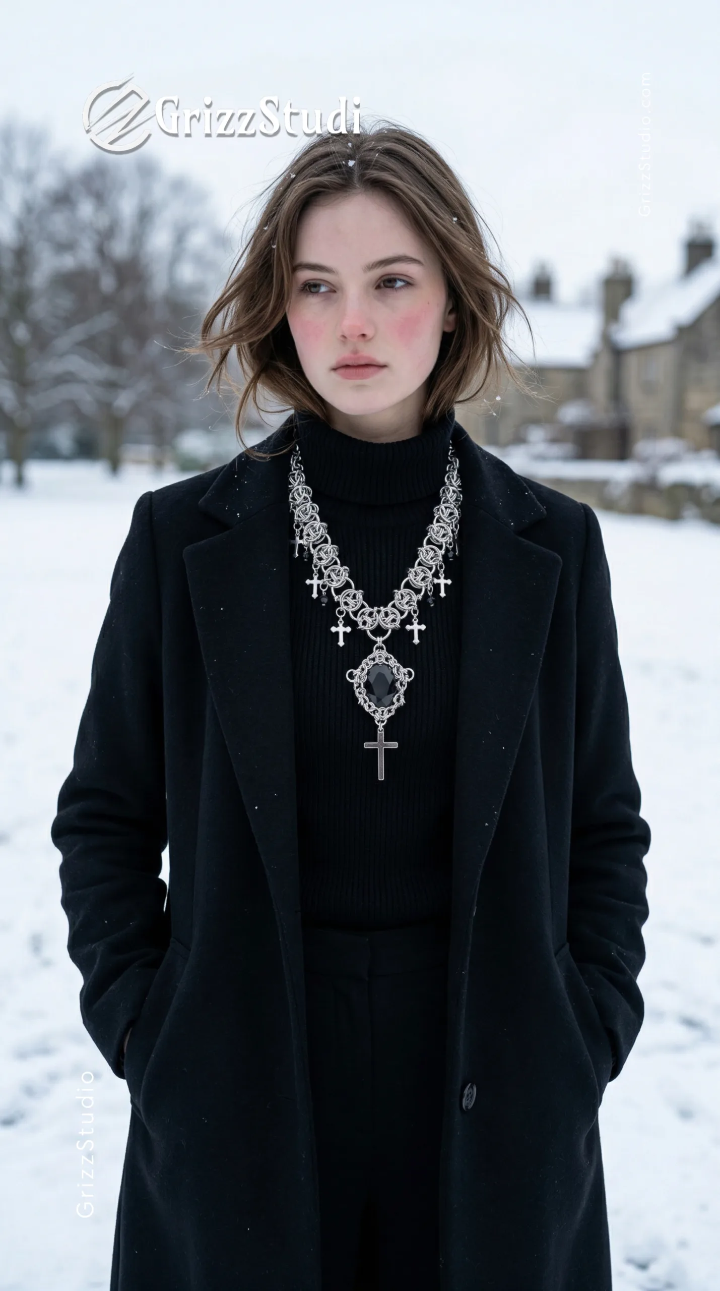 Obsidian Emblem Chainmail Necklace - Image 6