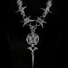 Obsidian Sigil Spike Chainmail Necklace