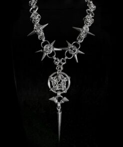 Obsidian Sigil Spike Chainmail Necklace