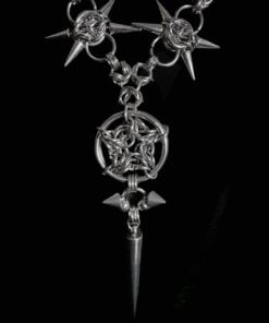 Alternative view of Obsidian Sigil Spike Chainmail Necklace