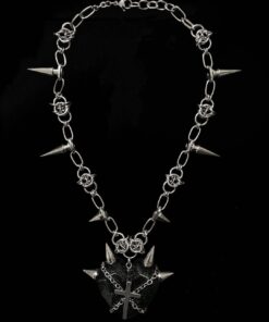 Obsidian Spikeheart Chainmail Necklace