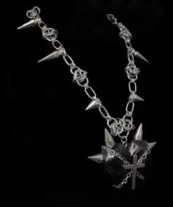 Alternative view of Obsidian Spikeheart Chainmail Necklace