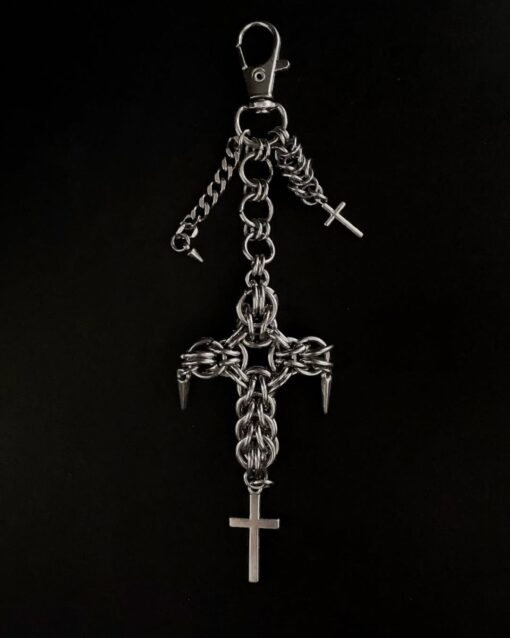 Sanctum Thorn Gothic Chainmail Cross Keychain - Image 2