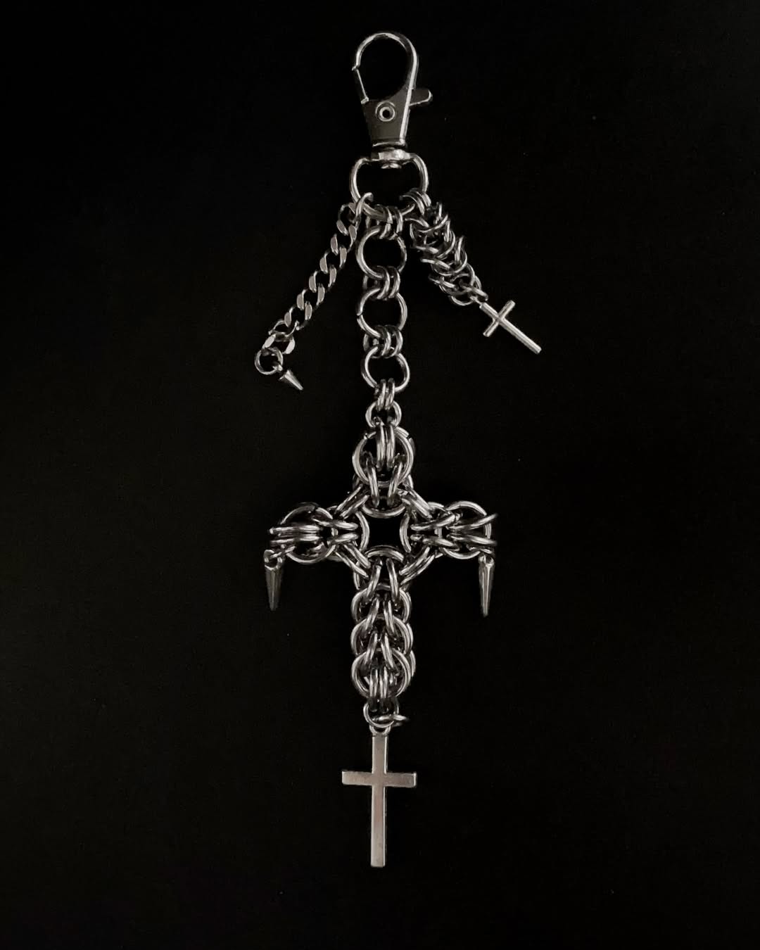 Sanctum Thorn Gothic Chainmail Cross Keychain