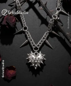 Spiked Heart Chainmail Necklace - Image 5