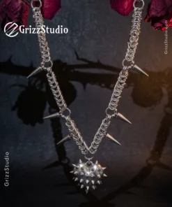 Spiked Heart Chainmail Necklace - Image 6