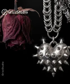 Spiked Heart Chainmail Necklace - Image 7