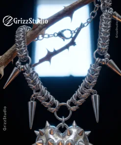 Spiked Heart Chainmail Necklace - Image 8