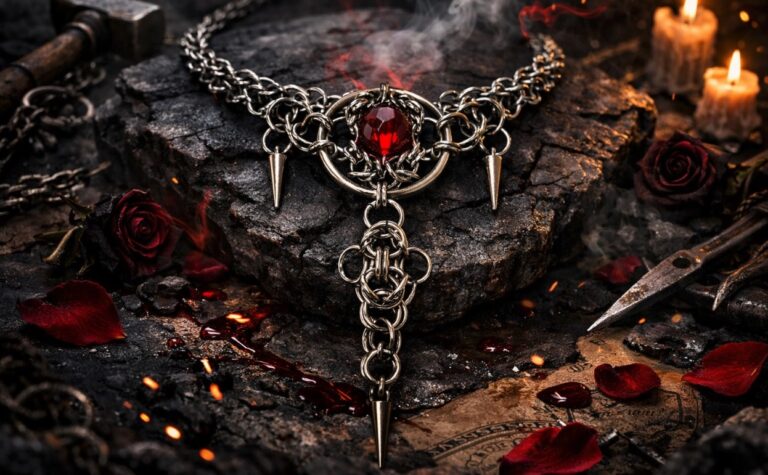 Bloodcore Sovereign Chainmaille Necklace - The Heart of Power, Forged in Silence