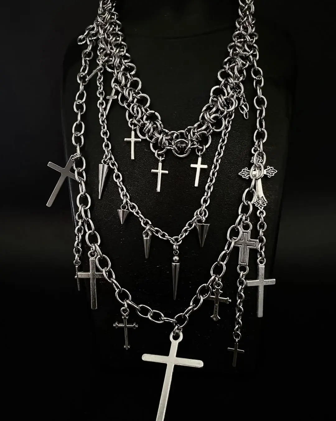 Grim Relic Layered Chainmail Necklace
