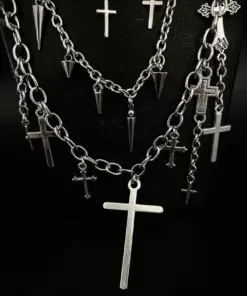 Alternative view of Grim Relic Layered Chainmail Necklace