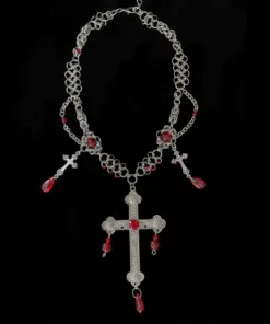 Cathedral Relic Crimson Drop Chainmail Necklace