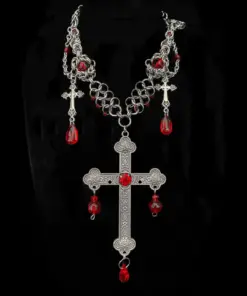 Alternative view of Cathedral Relic Crimson Drop Chainmail Necklace