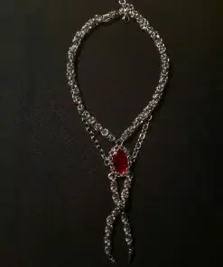 Crimson Relic Chainmail Bolo Tie Necklace
