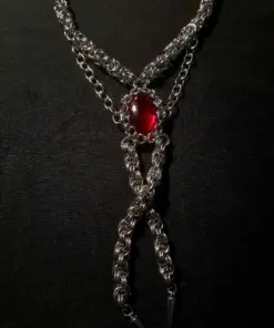 Crimson Relic Chainmail Bolo Tie Necklace - Image 3