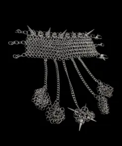Gothic Spike Chainmail Hand Harness with Finger Chains & Pendant - Image 5