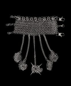 Gothic Spike Chainmail Hand Harness with Finger Chains & Pendant