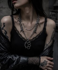 Alternative view of Ironveil Grip Layered Chainmail Necklace