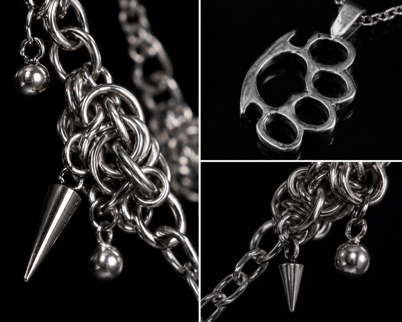 Ironveil Grip Layered Chainmail Necklace - Image 3