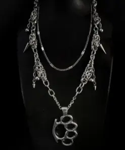 Ironveil Grip Layered Chainmail Necklace