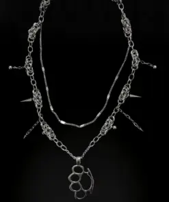 Ironveil Grip Layered Chainmail Necklace - Image 4