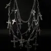 Paperclip Chain Layered Cross Necklace