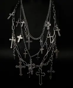 Paperclip Chain Layered Cross Necklace