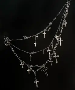 Alternative view of Paperclip Chain Layered Cross Necklace