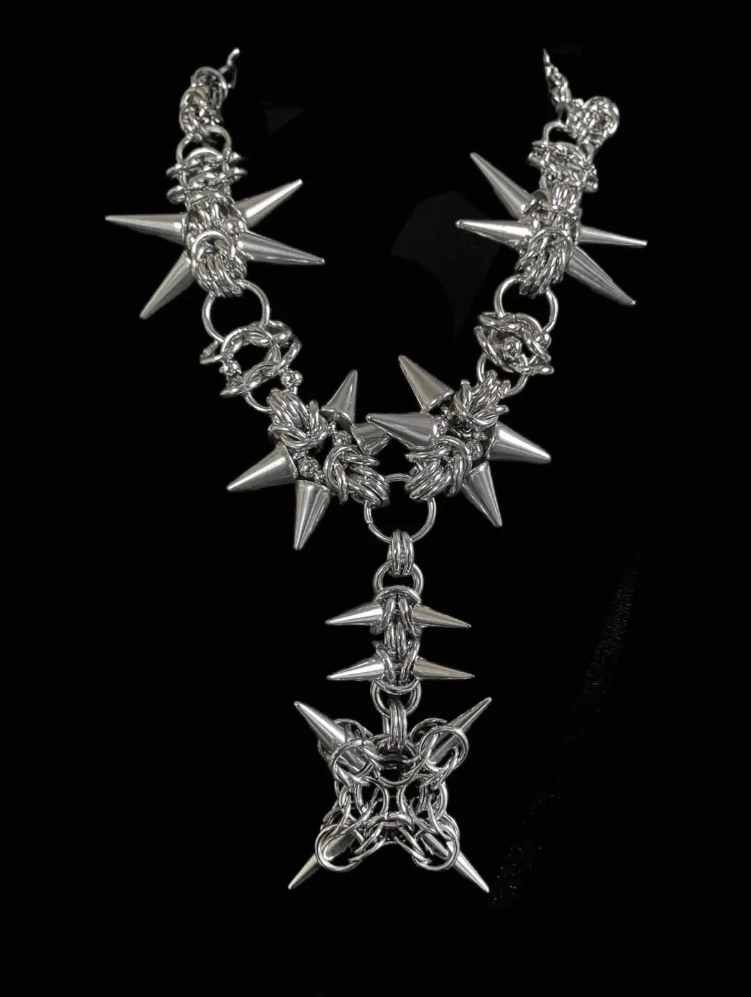 Thornfall Spire Chainmail Y Necklace