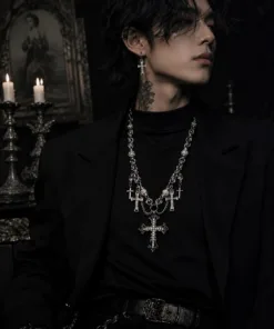 Alternative view of Cathedral Relic Layered Chainmail Necklace
